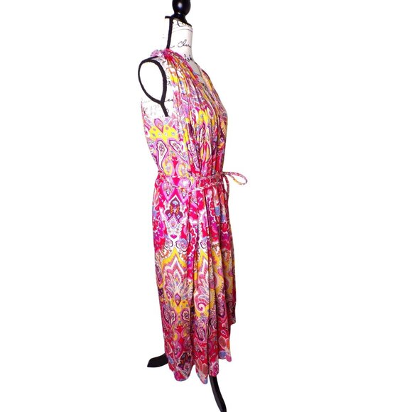 🆕 Mille Marilyn Paisley Halter Neck Full Skirt Midi Dress Cotton Medium - Picture 9 of 13